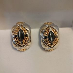 Vintage Two-Toned St. John Clip-on Earrings